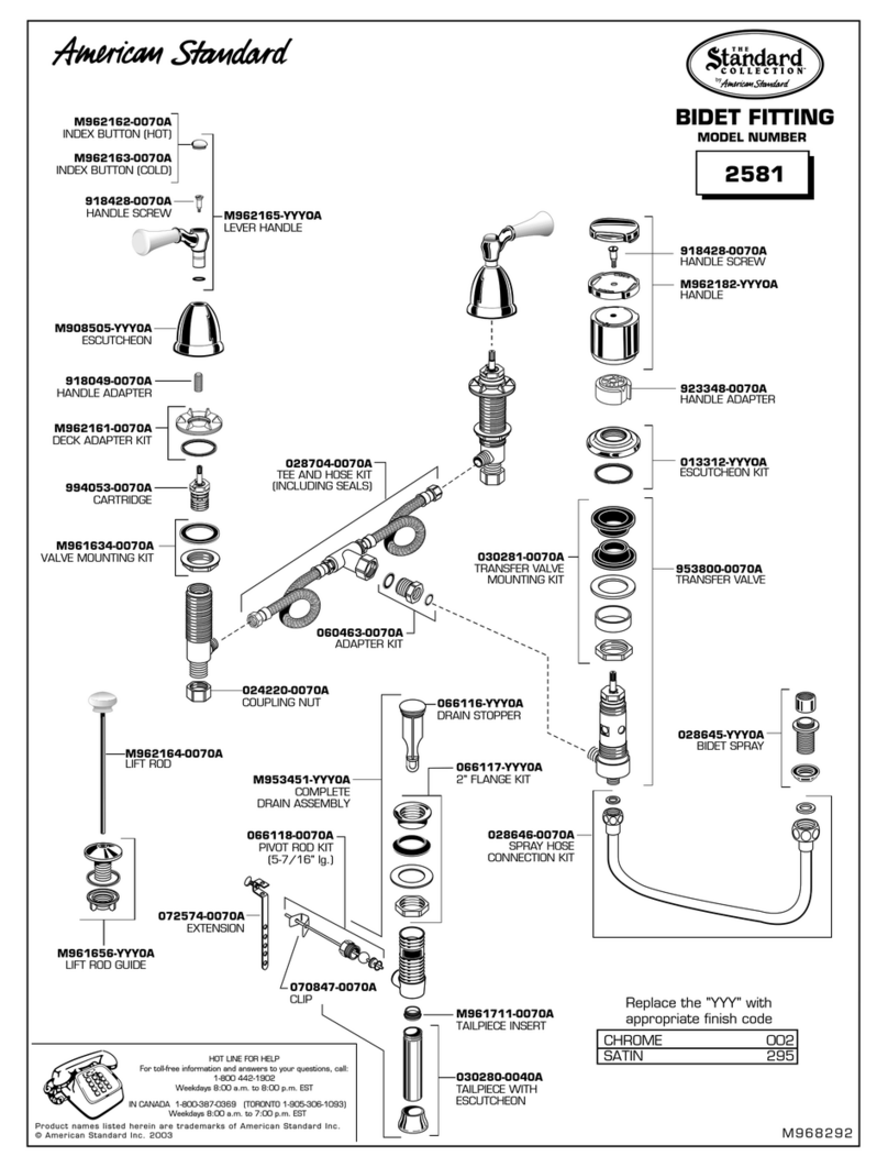 American Standard Fixture-Mounted Bidet Fitting 2581 User manual