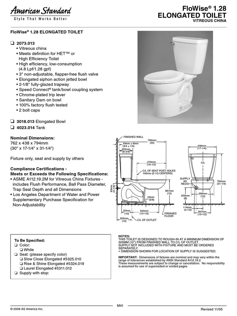 American Standard FloWise 1.28 2073.013 User manual American Standard FloWise 1.28 2073.013 User manual