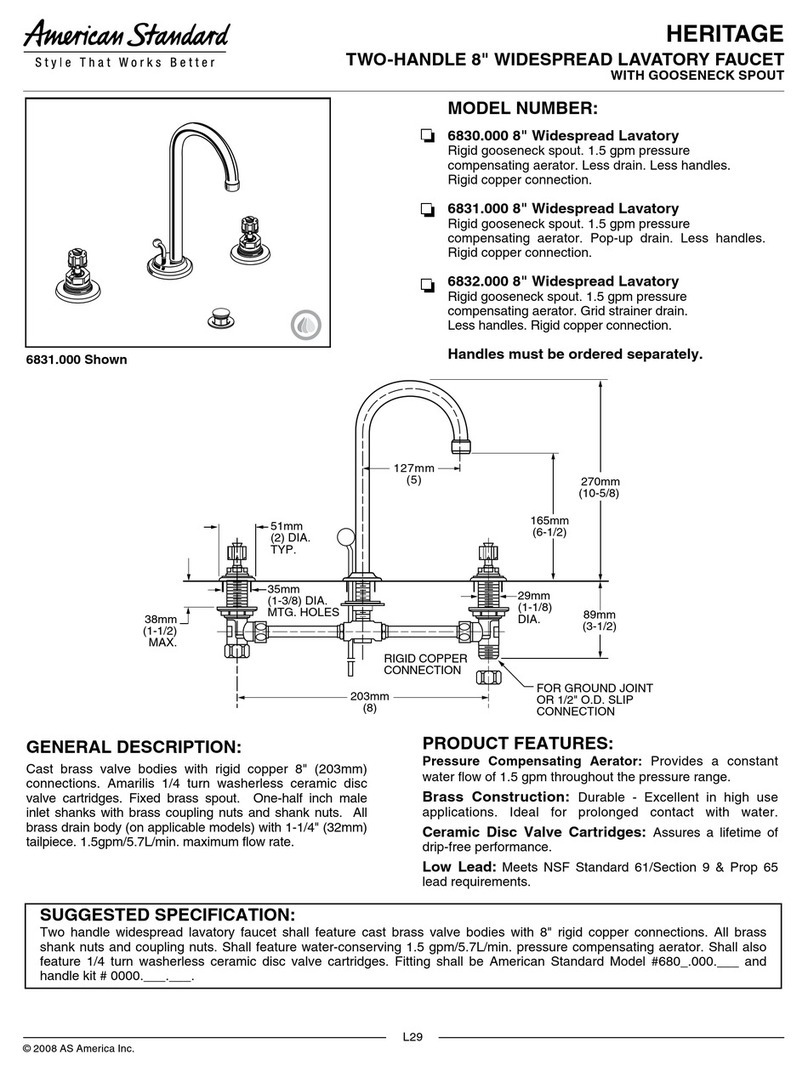 American Standard Heritage 6830.000 Specification sheet