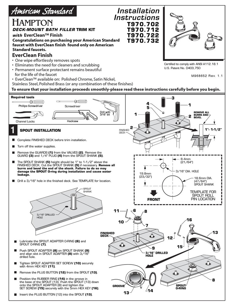 American Standard Hampton T970.702 User manual