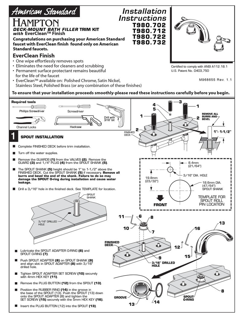 American Standard Hampton T980.702 User manual American Standard Hampton T980.702 User manual