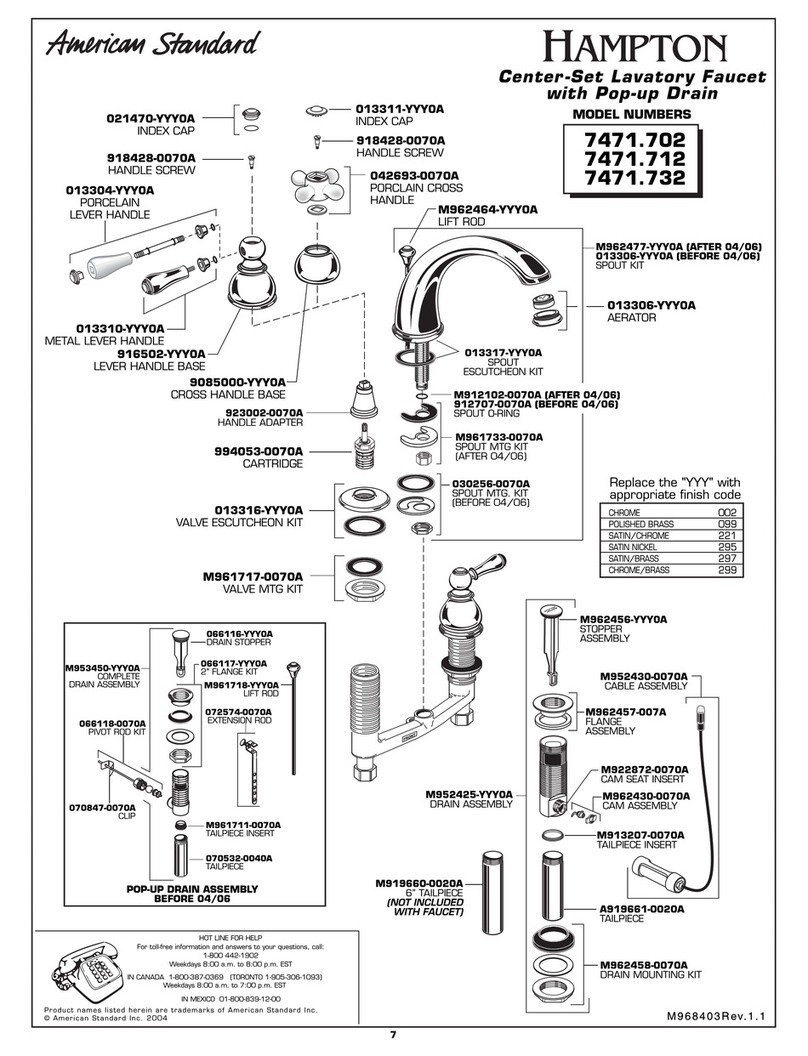 American Standard Hampton 7471.703 parts list American Standard Hampton 7471.703 parts list