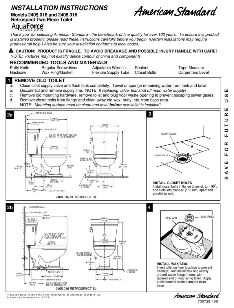 American Standard Retrospect Collection Right Heigh Elongated Toilet... User manual