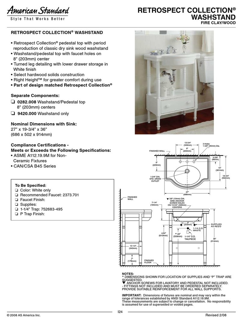 American Standard Retrospect Collection Washstand 9420.000 User manual American Standard Retrospect Collection Washstand 9420.000 User manual