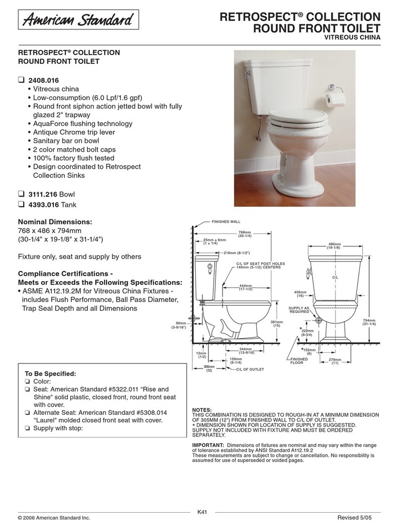 American Standard Retrospect 3111.216 Specifications