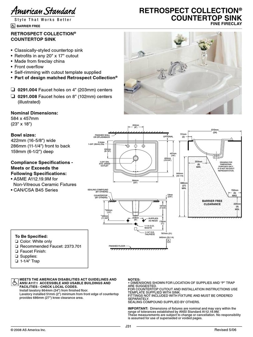 American Standard RETROSPECT COLLECTION 0291.004 Specifications American Standard RETROSPECT COLLECTION 0291.004 Specifications