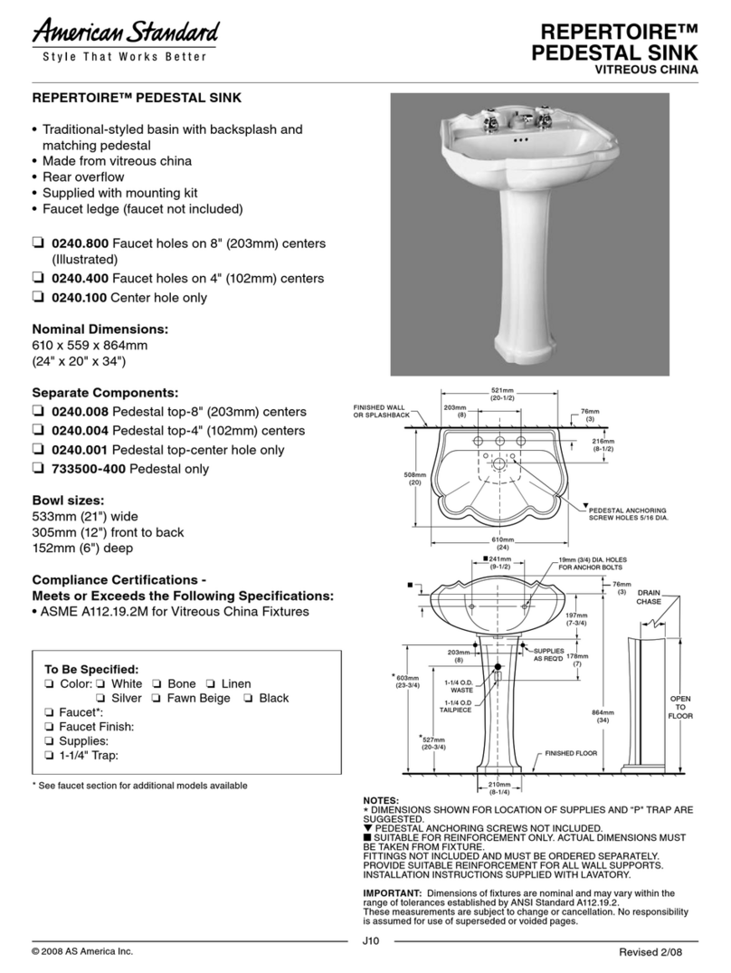 American Standard Repertoire 0240.001 Specifications American Standard Repertoire 0240.001 Specifications