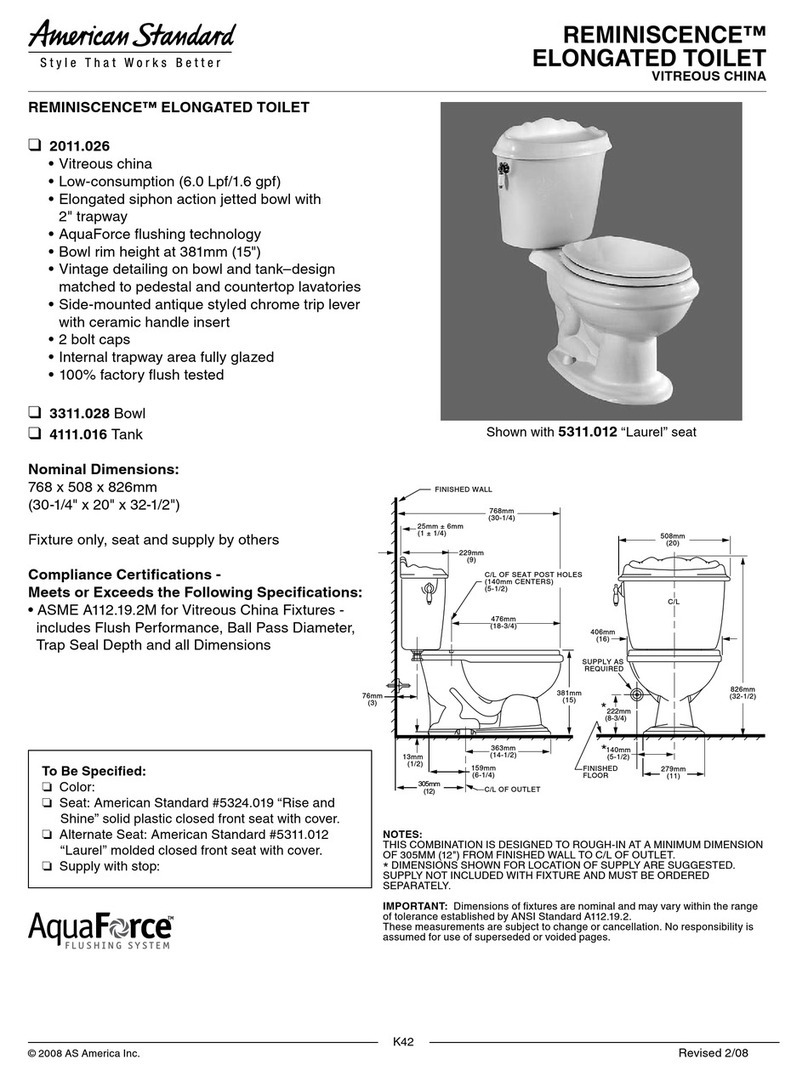 American Standard Reminiscence 3311.028 User manual