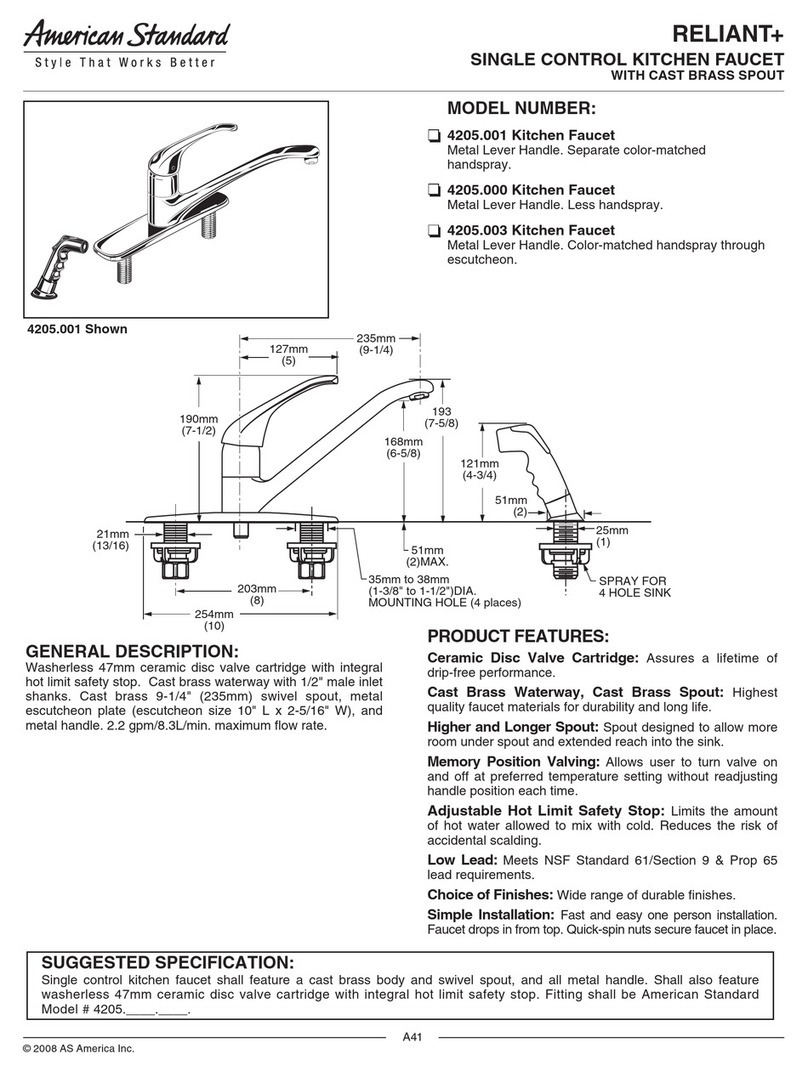 American Standard Reliant+ 4205.003 Specifications American Standard Reliant+ 4205.003 Specifications