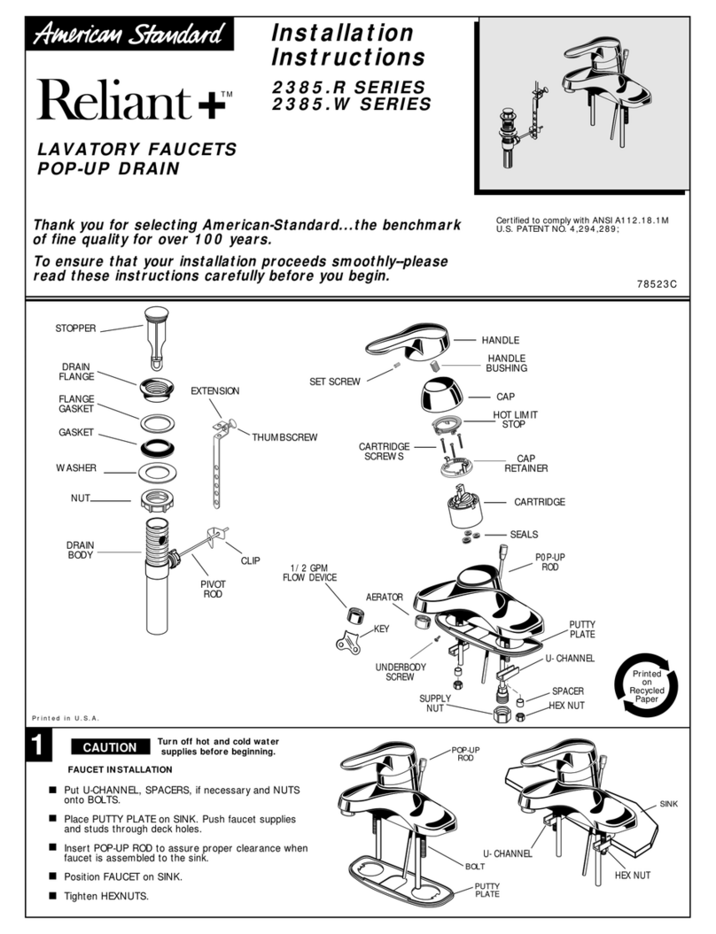 American Standard Reliant+ Lavatory Faucets 2385.R User manual American Standard Reliant+ Lavatory Faucets 2385.R User manual