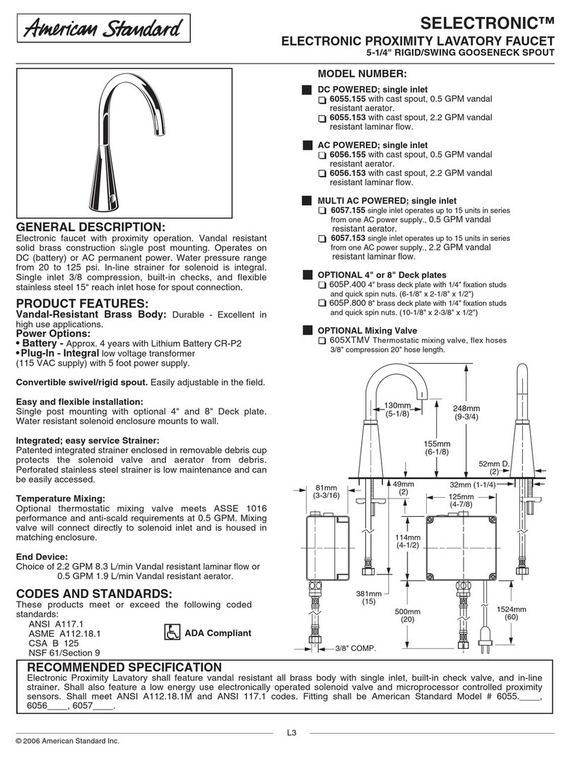 American Standard Selectronic 6055.155 Specification sheet