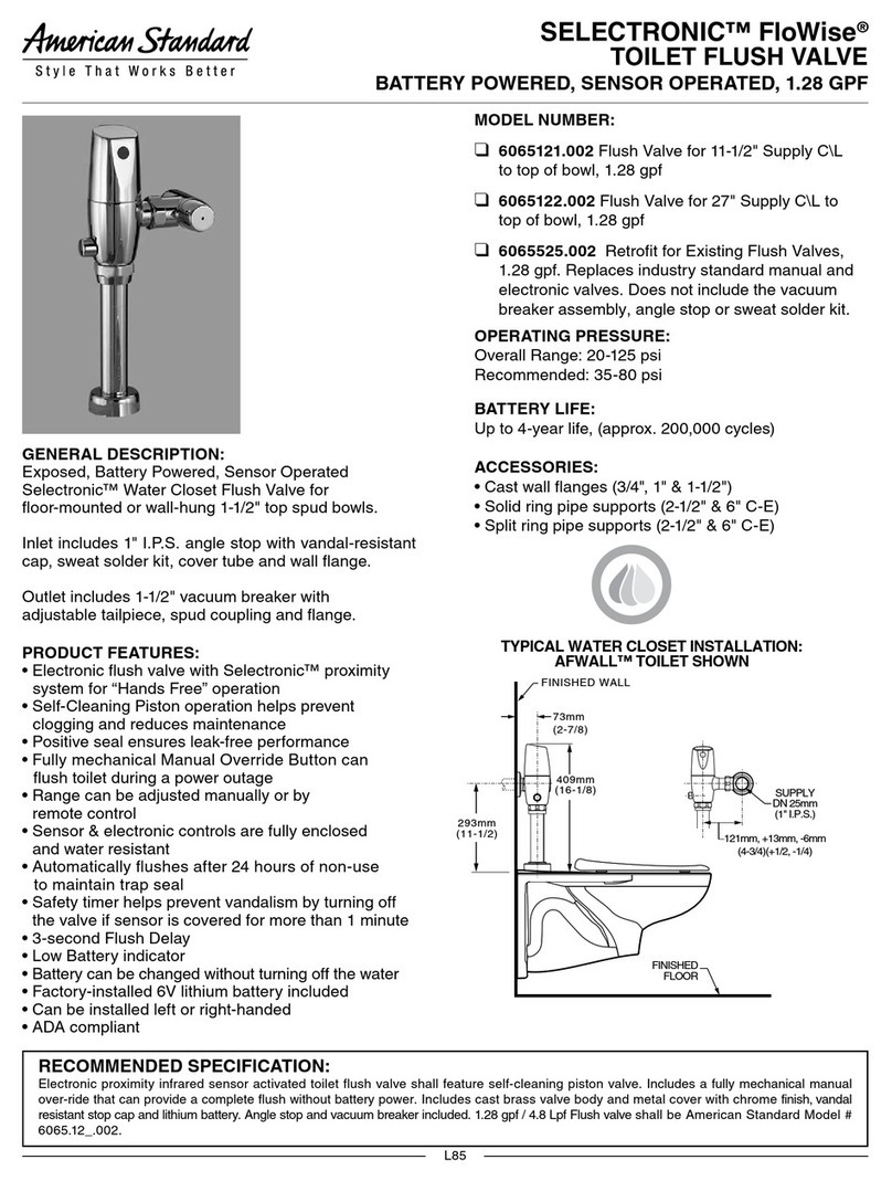 American Standard Selectronic FloWise Toilet Flush Valve... User manual