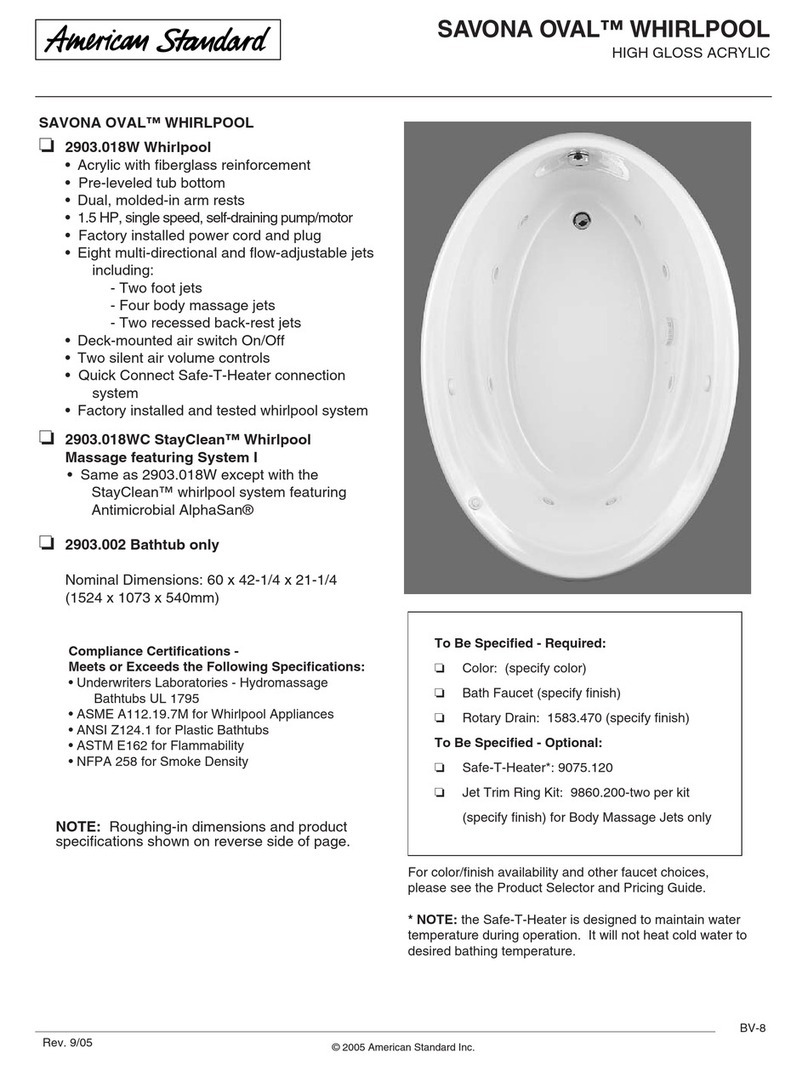 American Standard Savona Oval Whirlpool 2903.018W Specifications