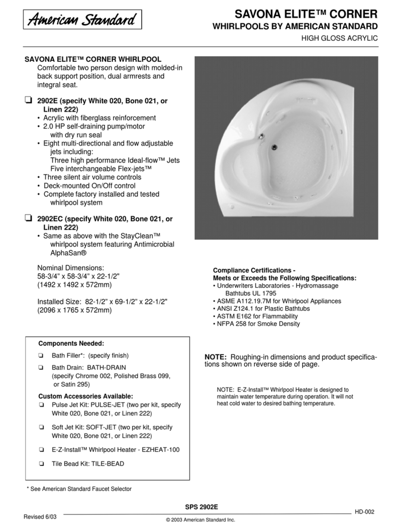 American Standard Savona Elite Corner Whirlpool 2902EC User manual