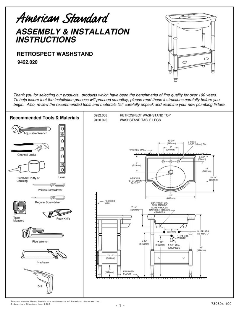 American Standard Retrospect Washstand 9422.020 Programming manual