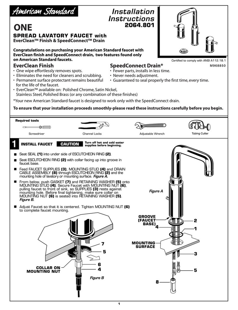 American Standard One Spread Lavatory Faucet 2064.408 installation instructions