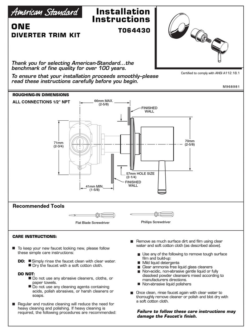 American Standard ONE Diverter Valve Trim Kit M968981 installation instructions