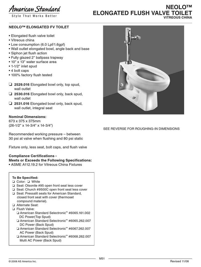 American Standard Neolo Elongated Flush Valve Toilet 2529.016 User manual
