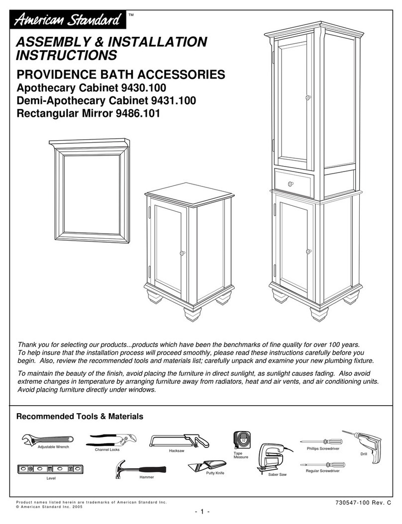 American Standard Providence 9431.100 Assembly and installation instructions American Standard Providence 9431.100 Assembly and installation instructions