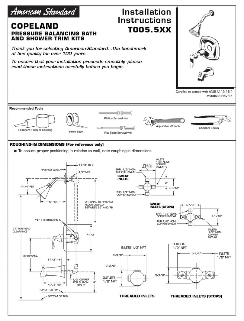 American Standard Pressure Balancing Bath And Shower Trim kits... installation instructions American Standard Pressure Balancing Bath And Shower Trim kits... installation instructions