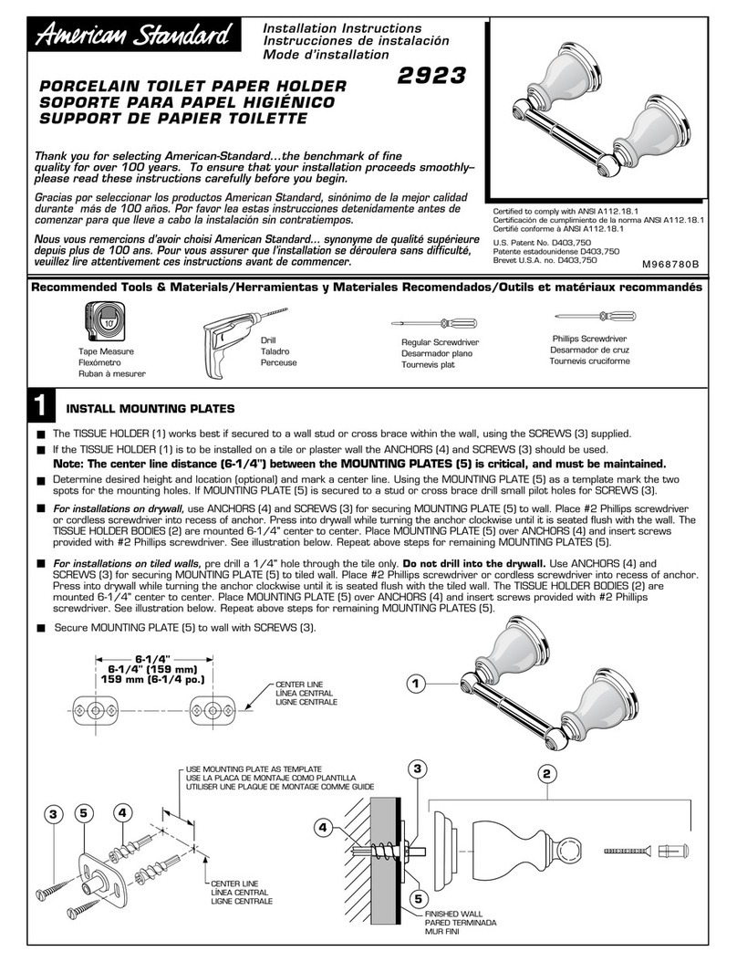 American Standard Porcelain Toilet Paper Holder 2923 installation instructions