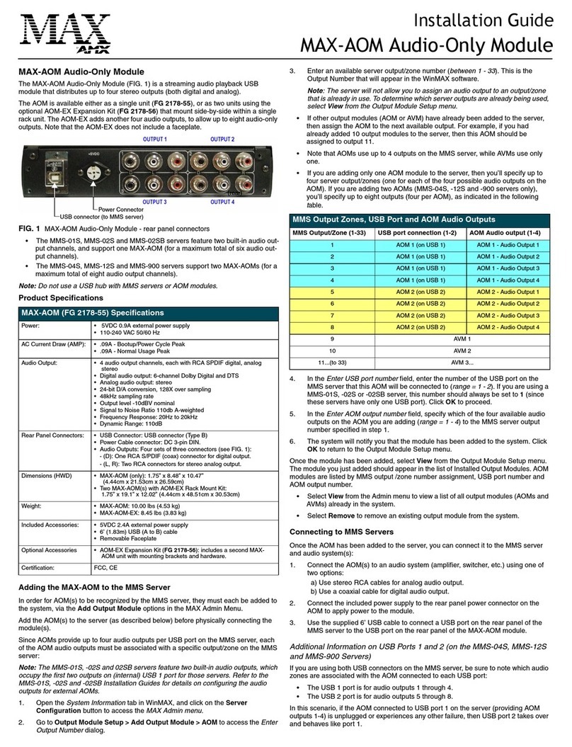 AMX MAX-AOM User manual