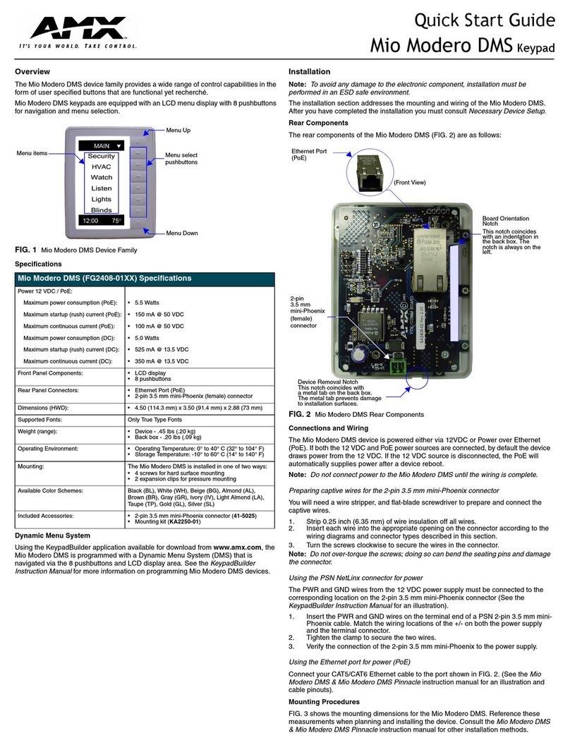 AMX Mio Modero DMS quick start guide