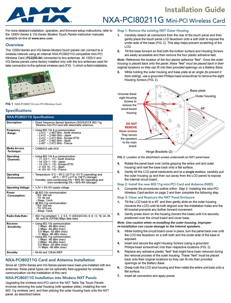 AMX Mini-PCI Wireless Card NXA-PCI80211G installation guide AMX Mini-PCI Wireless Card NXA-PCI80211G installation guide