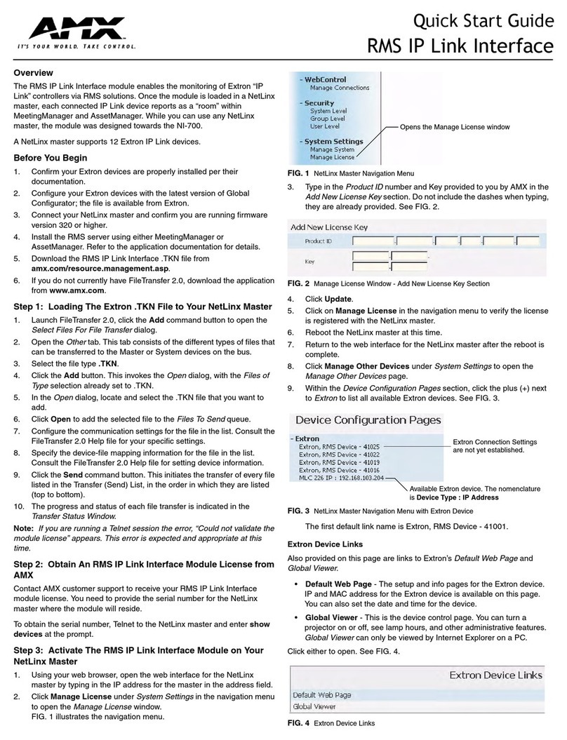 AMX IP Link Interface RMS User manual