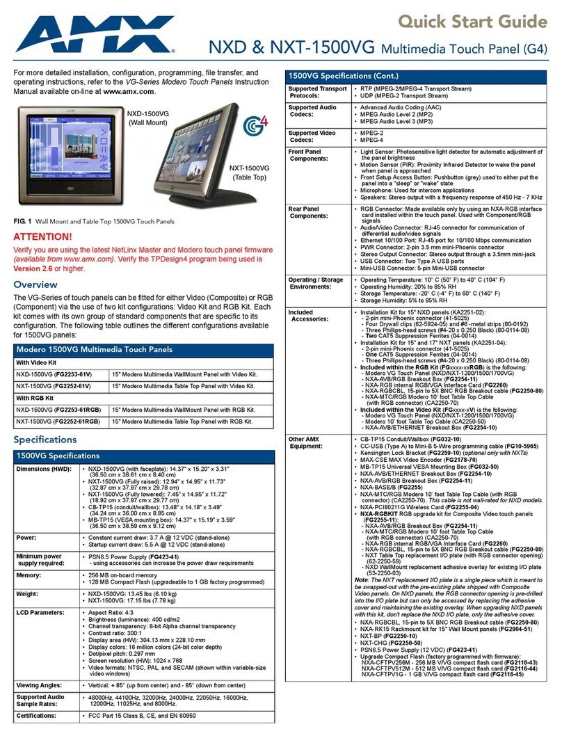 AMX Modero NXD-1500VG quick start guide