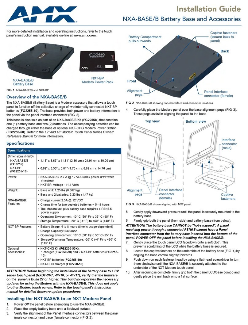 AMX Battery Base and Accessories NXA-BASE/B User manual