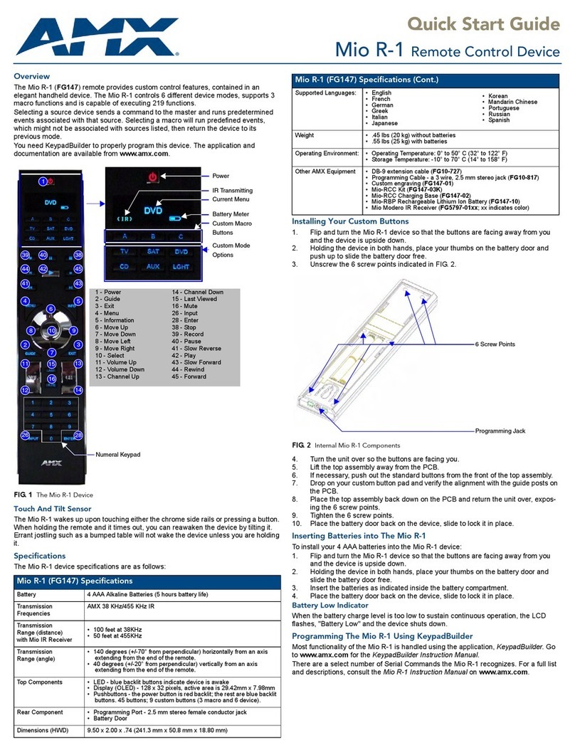 AMX MIO R-1 AUDIO User manual