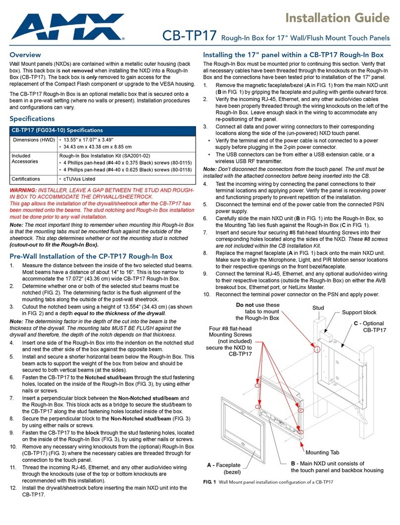 AMX Rough-In Box CB-TP17 User manual