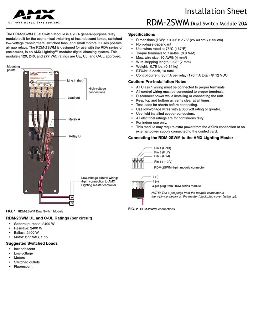 AMX RDM-2SWM DUAL SWITCH MODULE 20A Assembly instructions