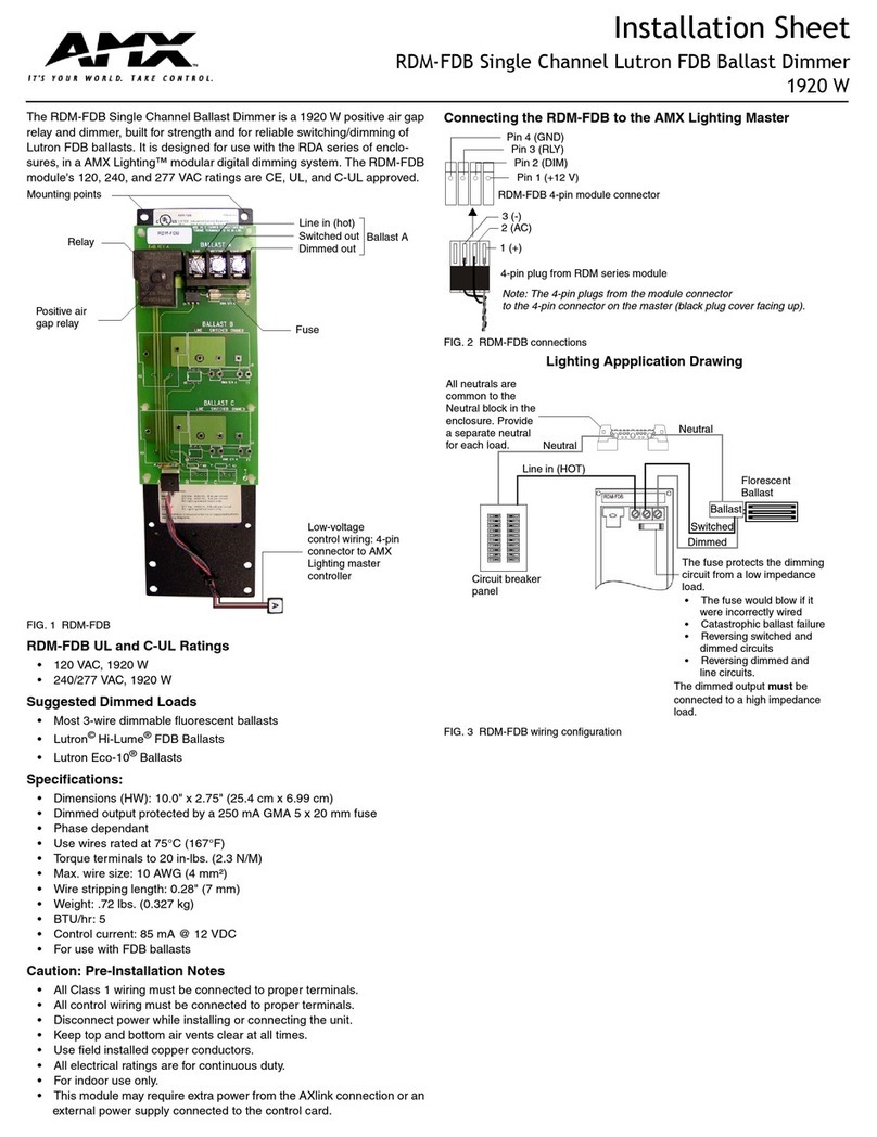 AMX Single Channel Lutron FDB Ballast Dimmer... Assembly instructions