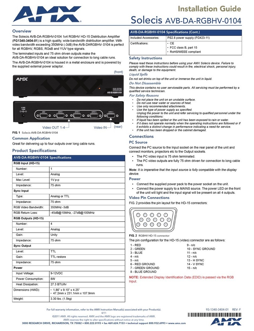 AMX Solecis AVB-DA-RGBHV-0104 installation guide