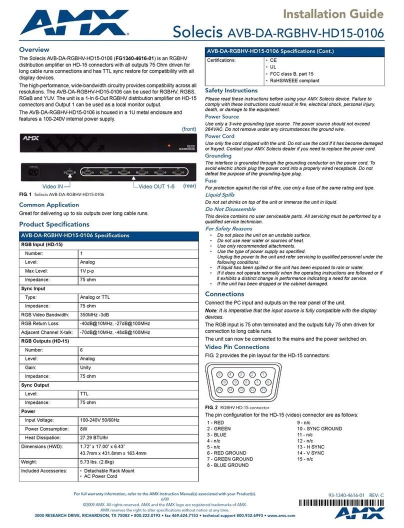 AMX Solecis AVB-DA-RGBHV-HD15-0106 installation guide