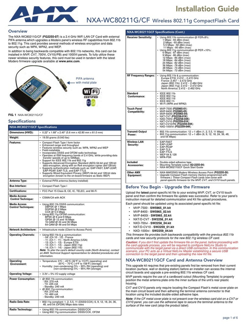 AMX Wireless Compact Flash Card NXA-WC80211GCF installation guide