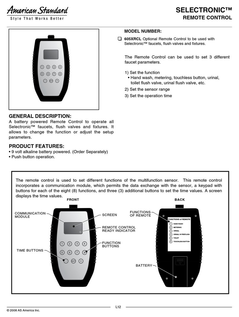 American Standard SELECTRONIC 605XRCL User manual