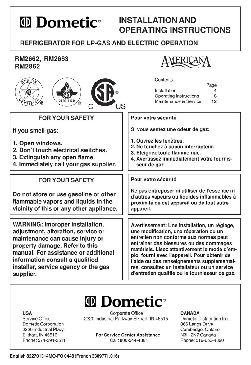 Dometic RM2662 User manual