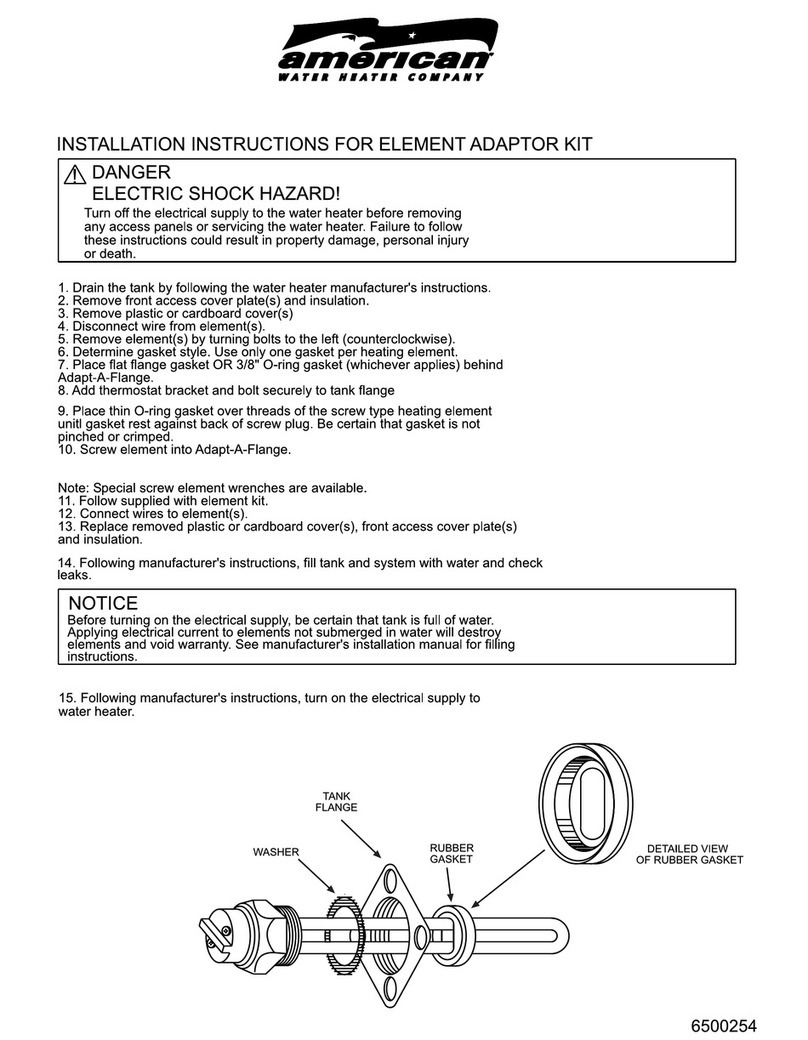 American Water Heater Element Adaptor Kit 6500254 installation instructions American Water Heater Element Adaptor Kit 6500254 installation instructions