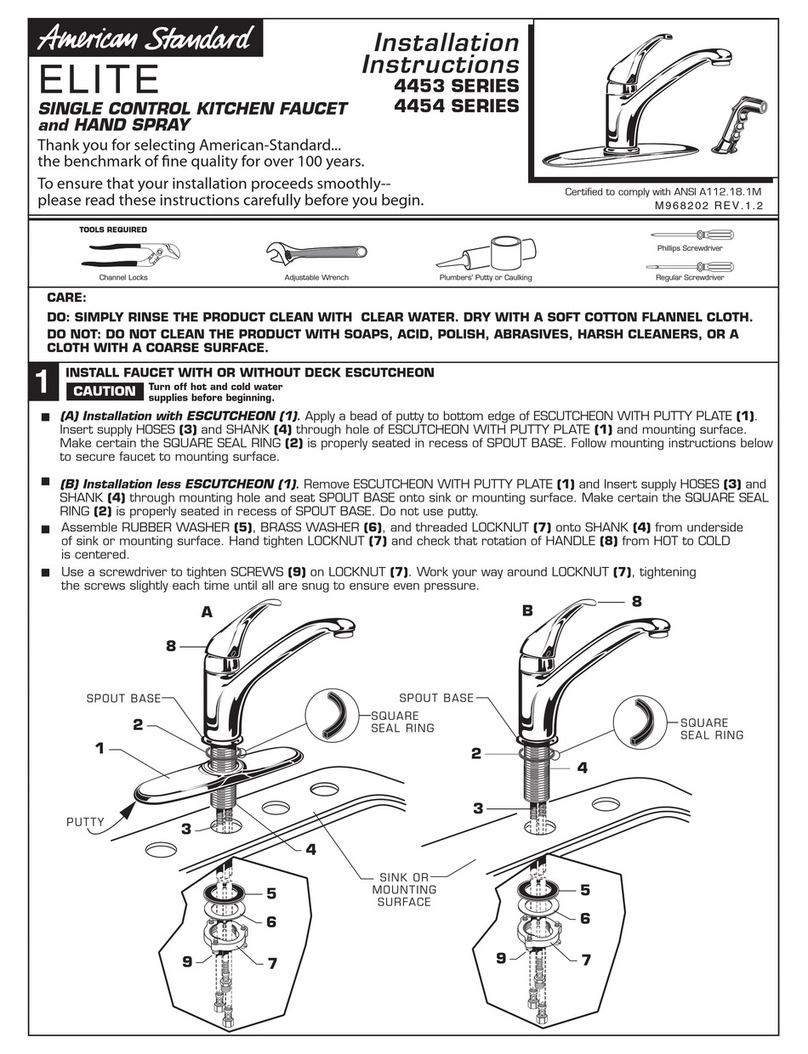 American Standard ELITE 4453 Series installation instructions