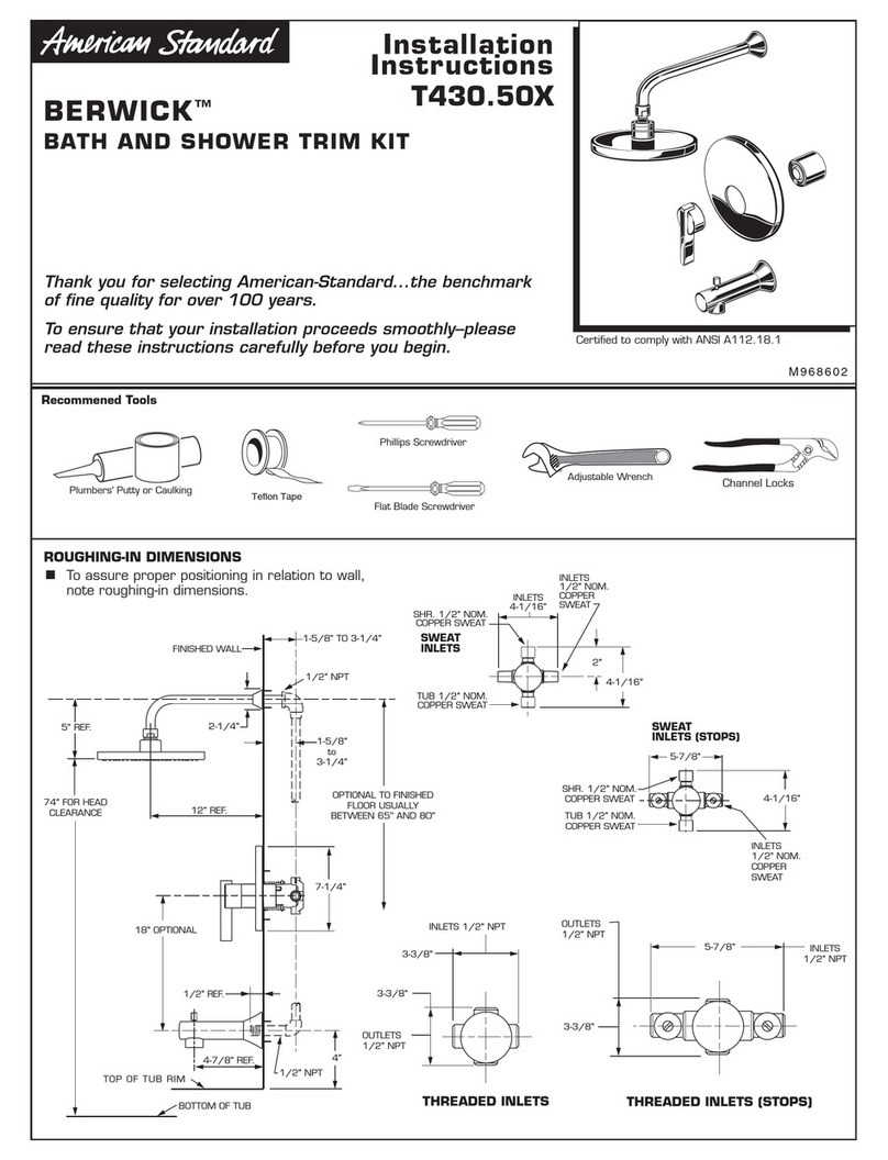 American Standard BERWICK T430.50X installation instructions American Standard BERWICK T430.50X installation instructions