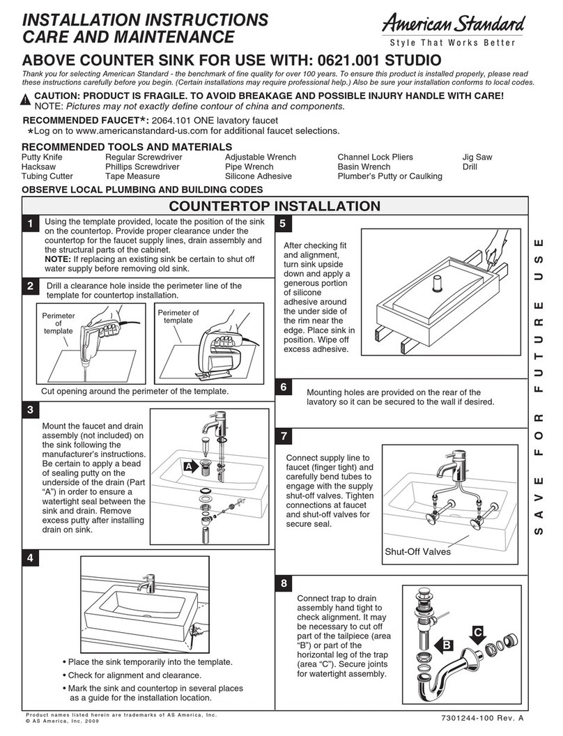 American Standard STUDIO 621.001 User manual American Standard STUDIO 621.001 User manual