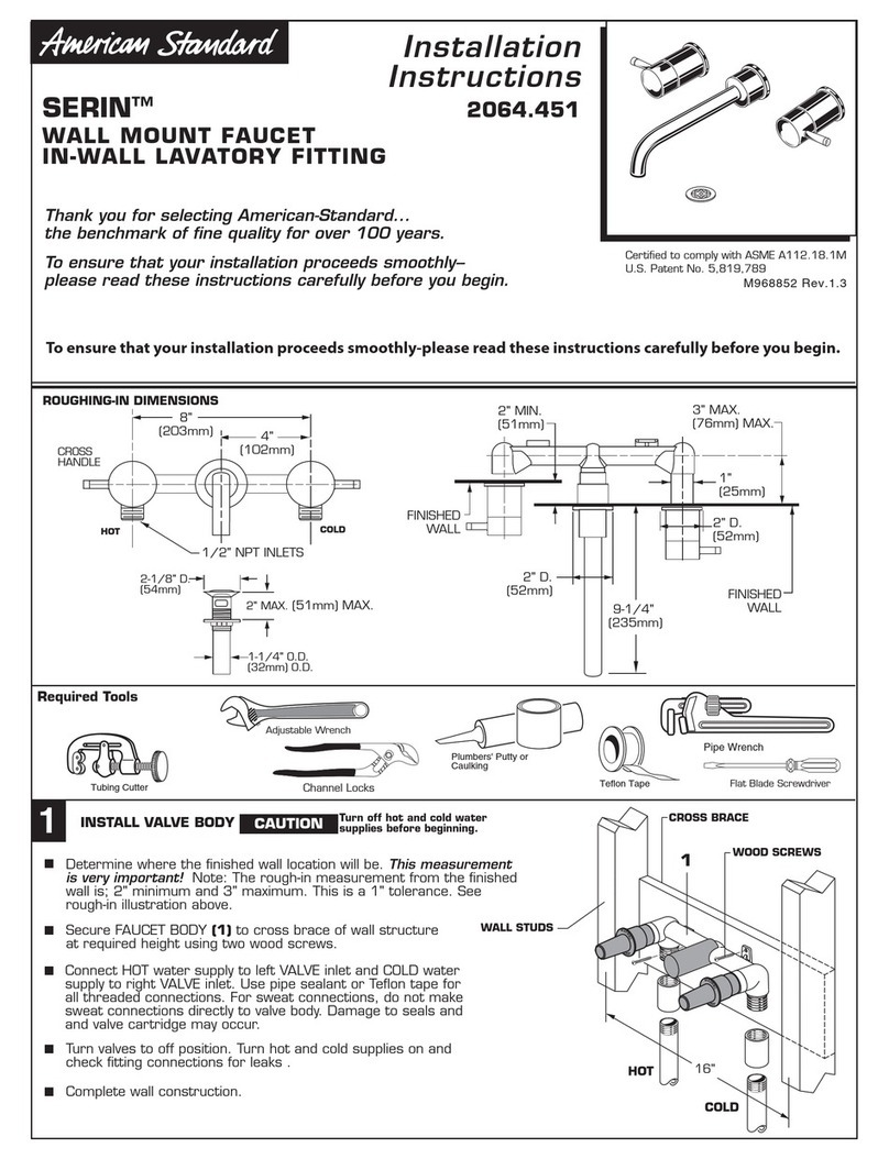 American Standard SERIN M968852 installation instructions