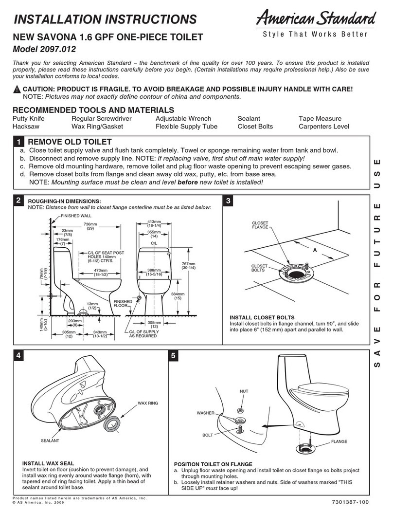 American Standard NEW SAVONA 2097.012 User manual