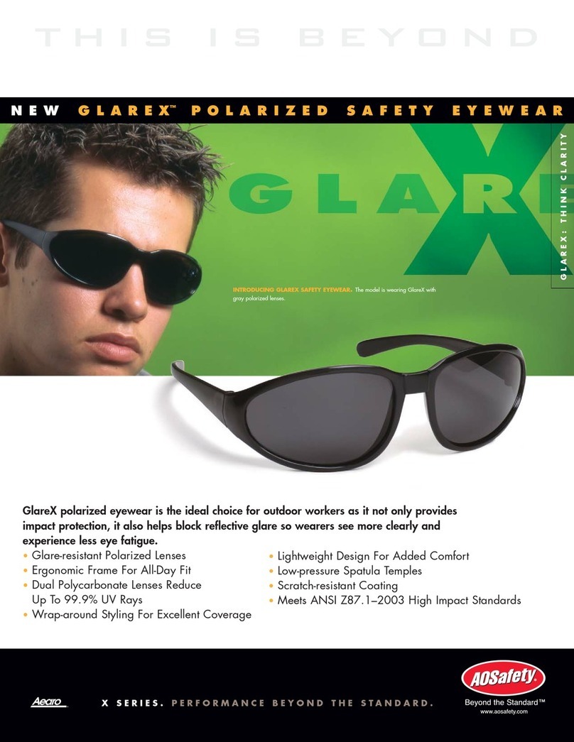 AOSafety Polarized Eyewear GlareX Specifications
