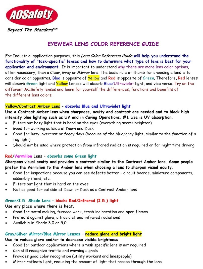AOSafety Beyond The Standard Eyewear Lens reference guide