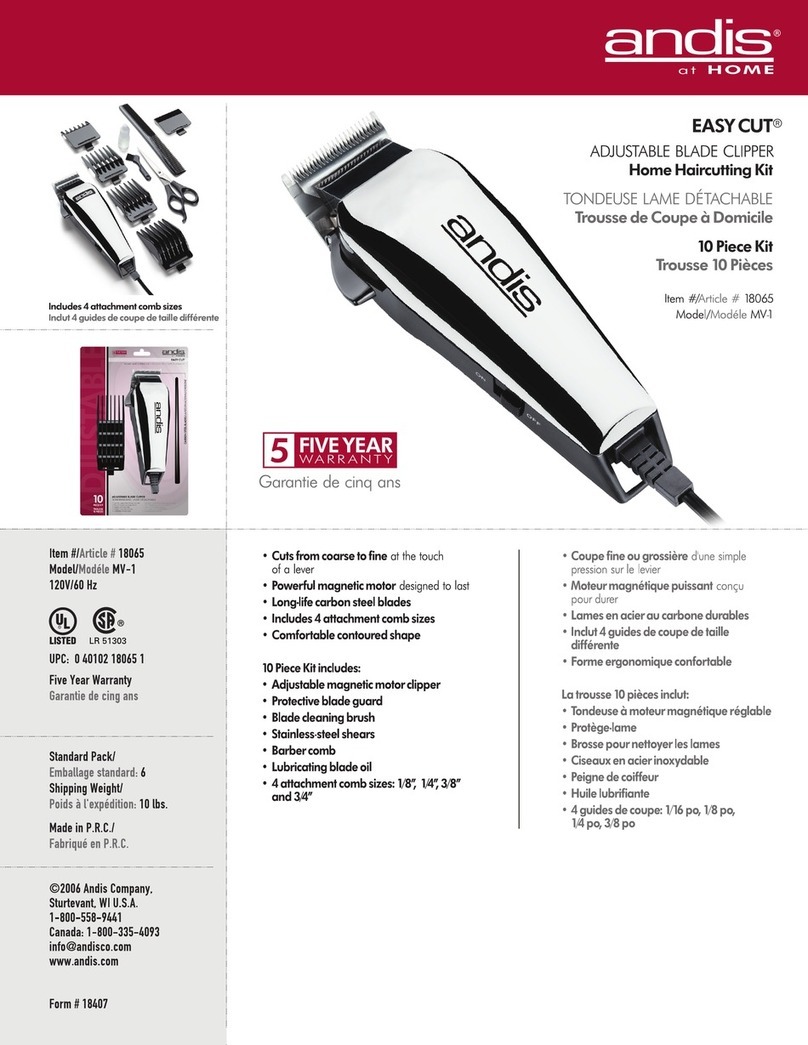 Andis Adjustable Blade Clipper MV-1 18065 User manual