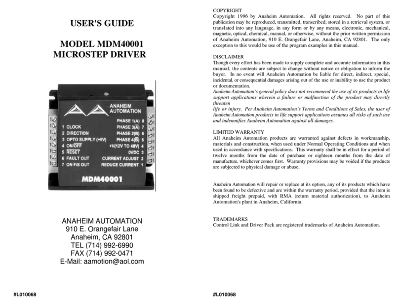 Anaheim Automation MICROSTEP DRIVER MDM40001 user guide